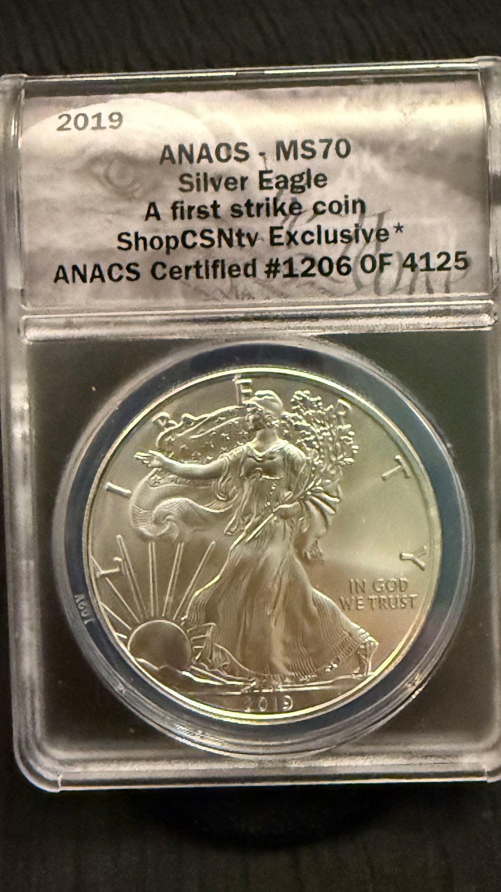 2019 American Silver Eagle – ANACS MS70 First Strike –
