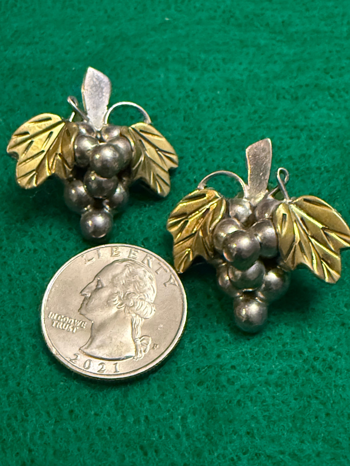 Sterling silver grape cluster earrings