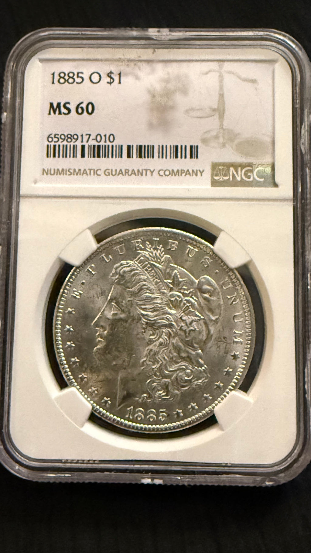 1885-O Morgan Silver Dollar — NGC MS 60
