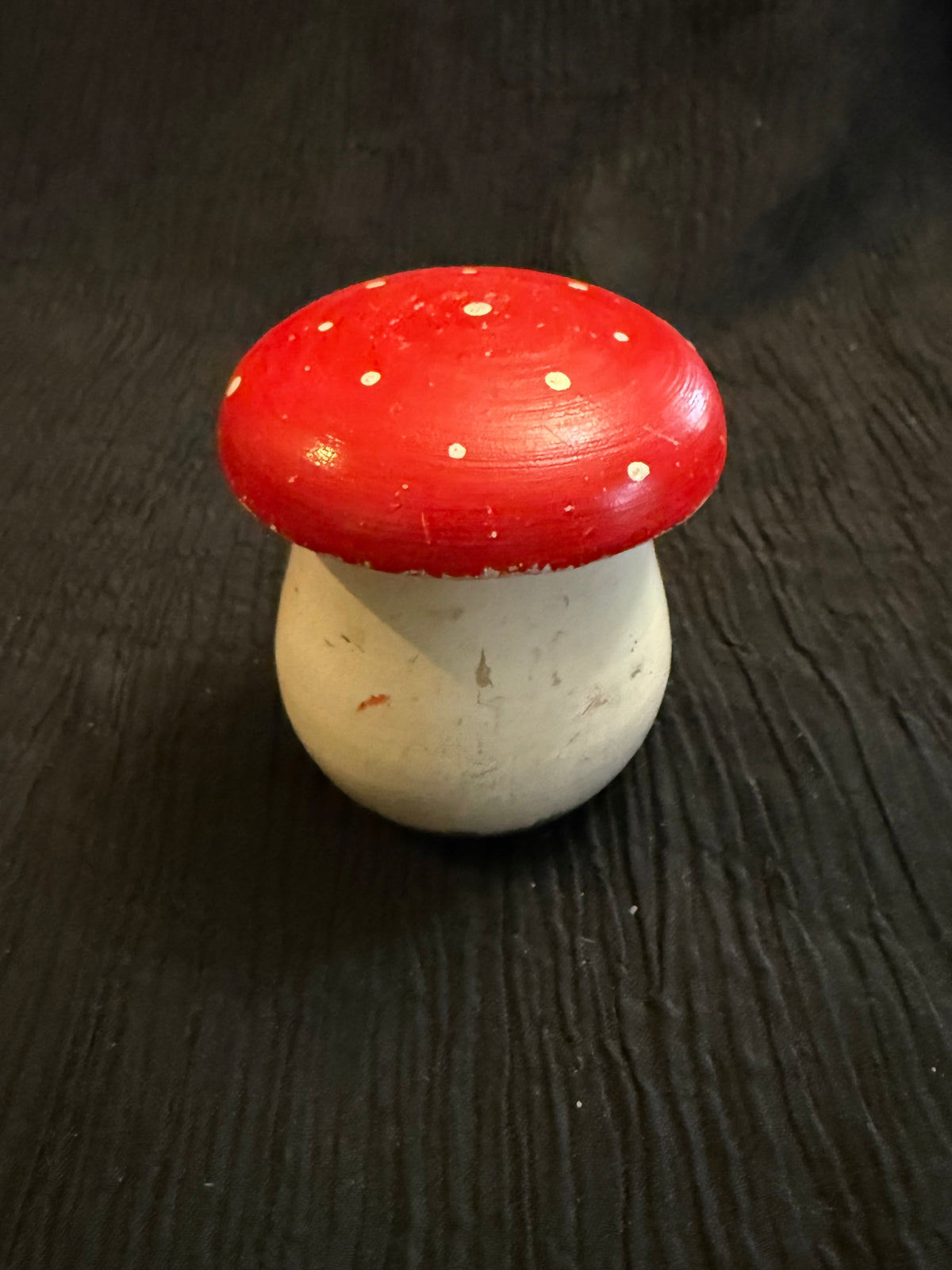 Vintage Hand-Painted Wooden Mushroom Trinket Box