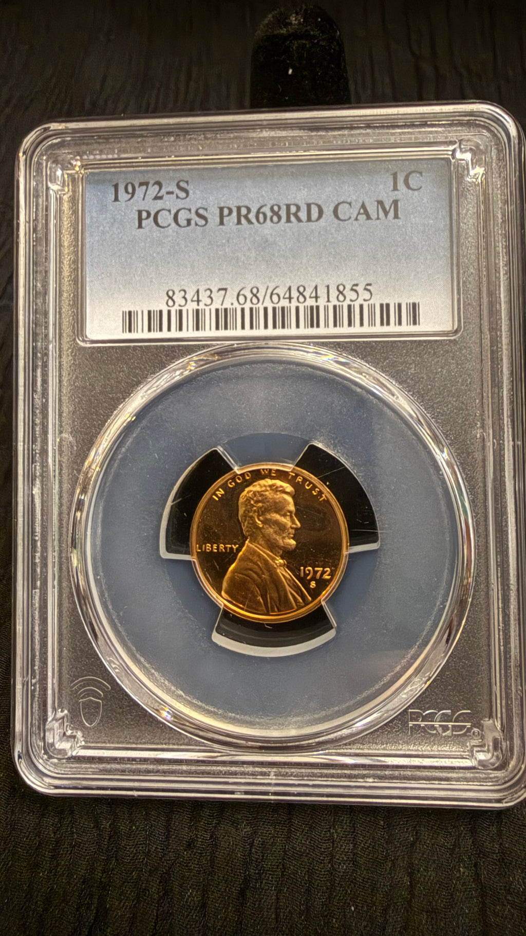1972-S Lincoln Memorial Cent – PCGS PR68RD CAM – Proof Cameo