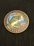 Bass Fishing Colorized 1 oz .999 Fine Copper Round