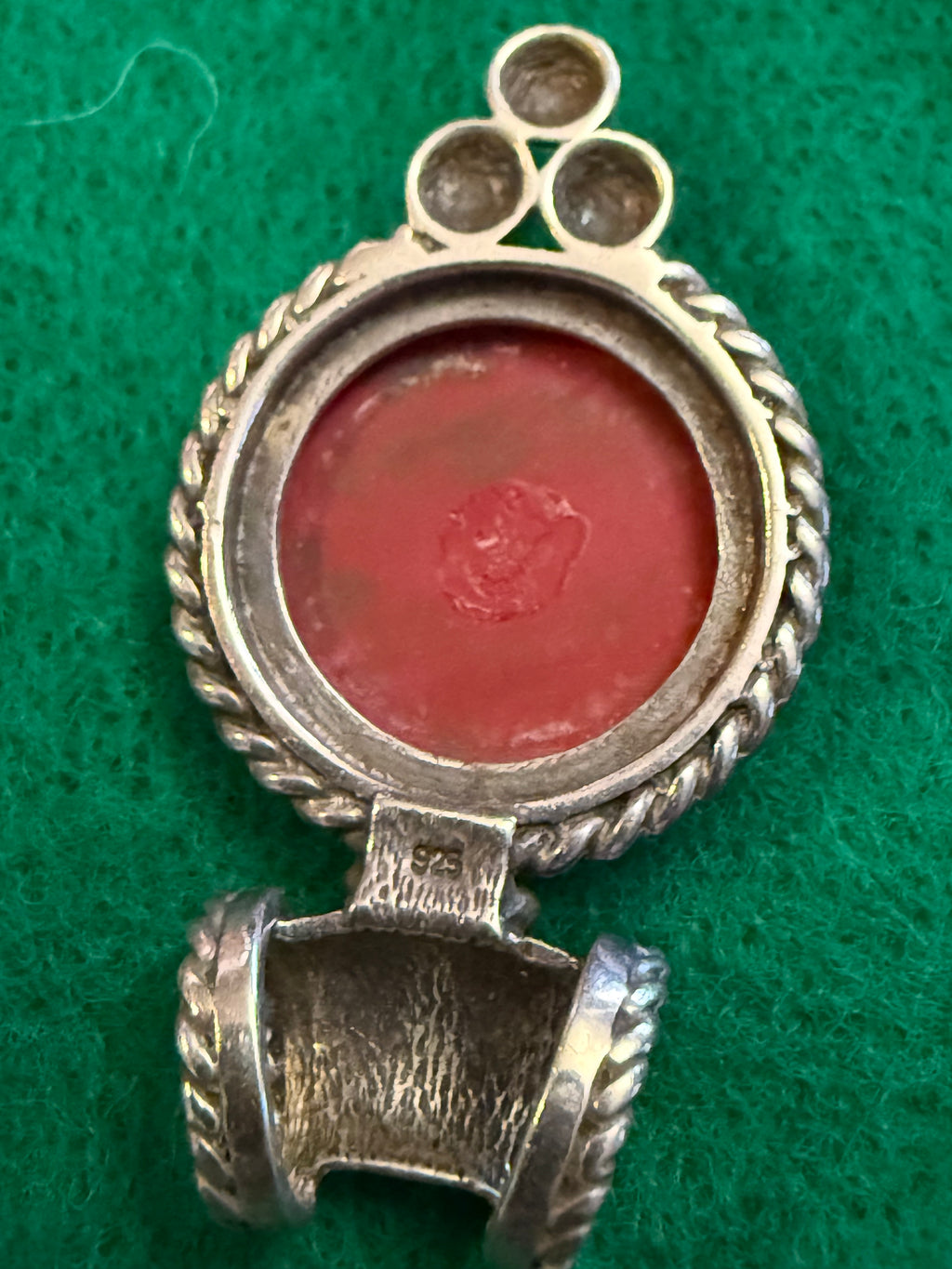 Vintage red cabochon & Sterling pendant