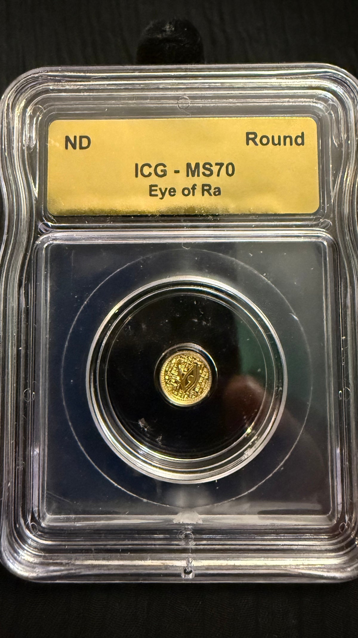 ICG MS70 Eye of Ra 1/500 oz .9999 Fine Gold Round