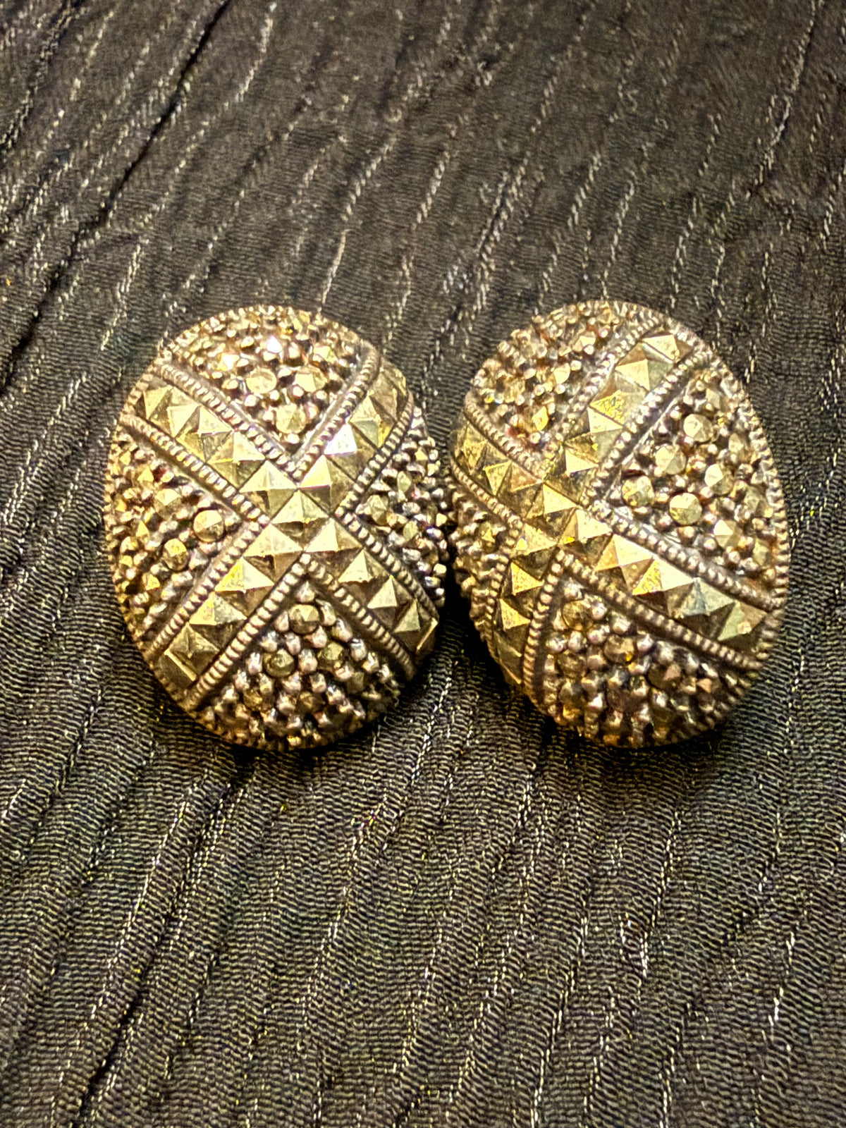 Vintage Sterling Oval Earrings