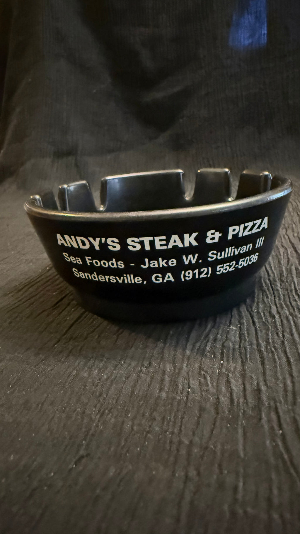 Vintage Pre-2000 Andy’s Steak & Pizza Sandersville GA 912 Advertising Ashtray
