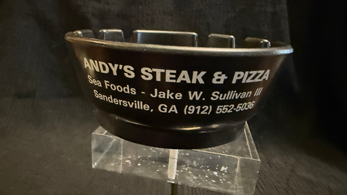 Vintage Pre-2000 Andy’s Steak & Pizza Sandersville GA 912 Advertising Ashtray