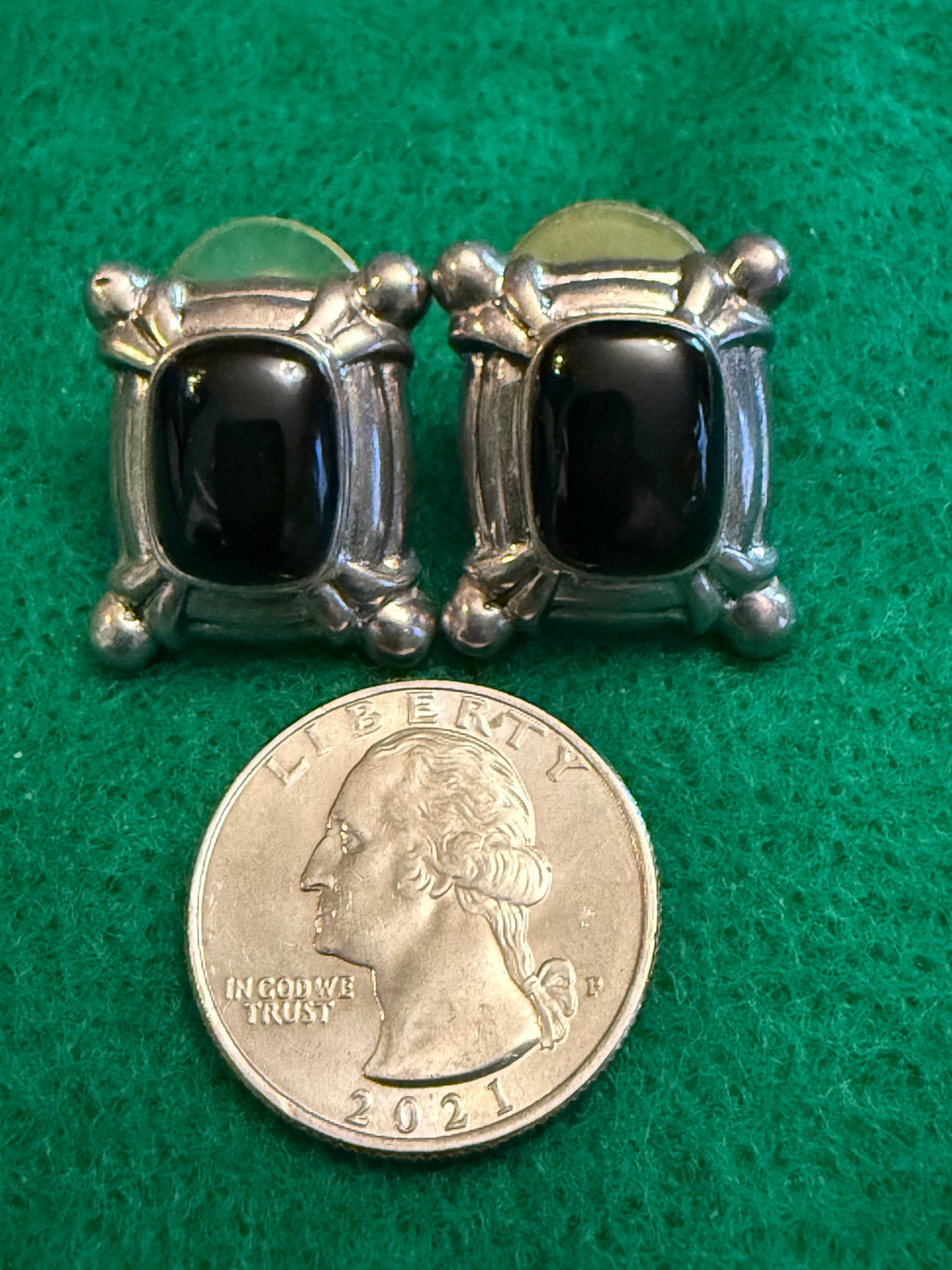Vintage Sterling Onyx post earrings