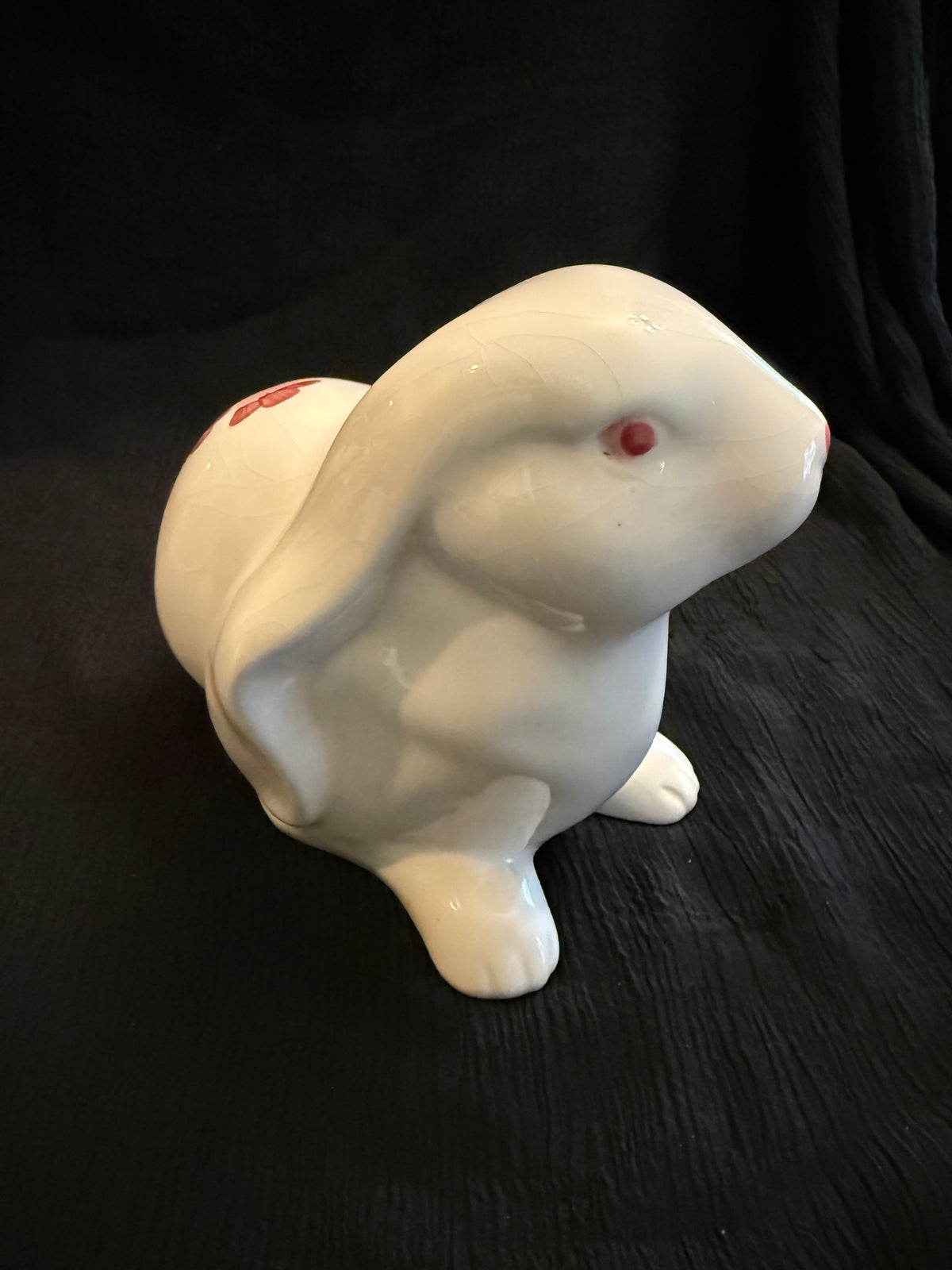 Vintage Hand-Painted Floral Ceramic Bunny Rabbit