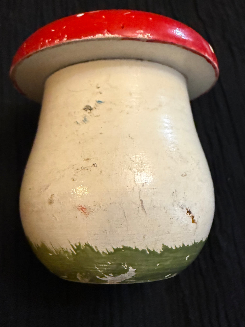 Vintage Hand-Painted Wooden Mushroom Trinket Box