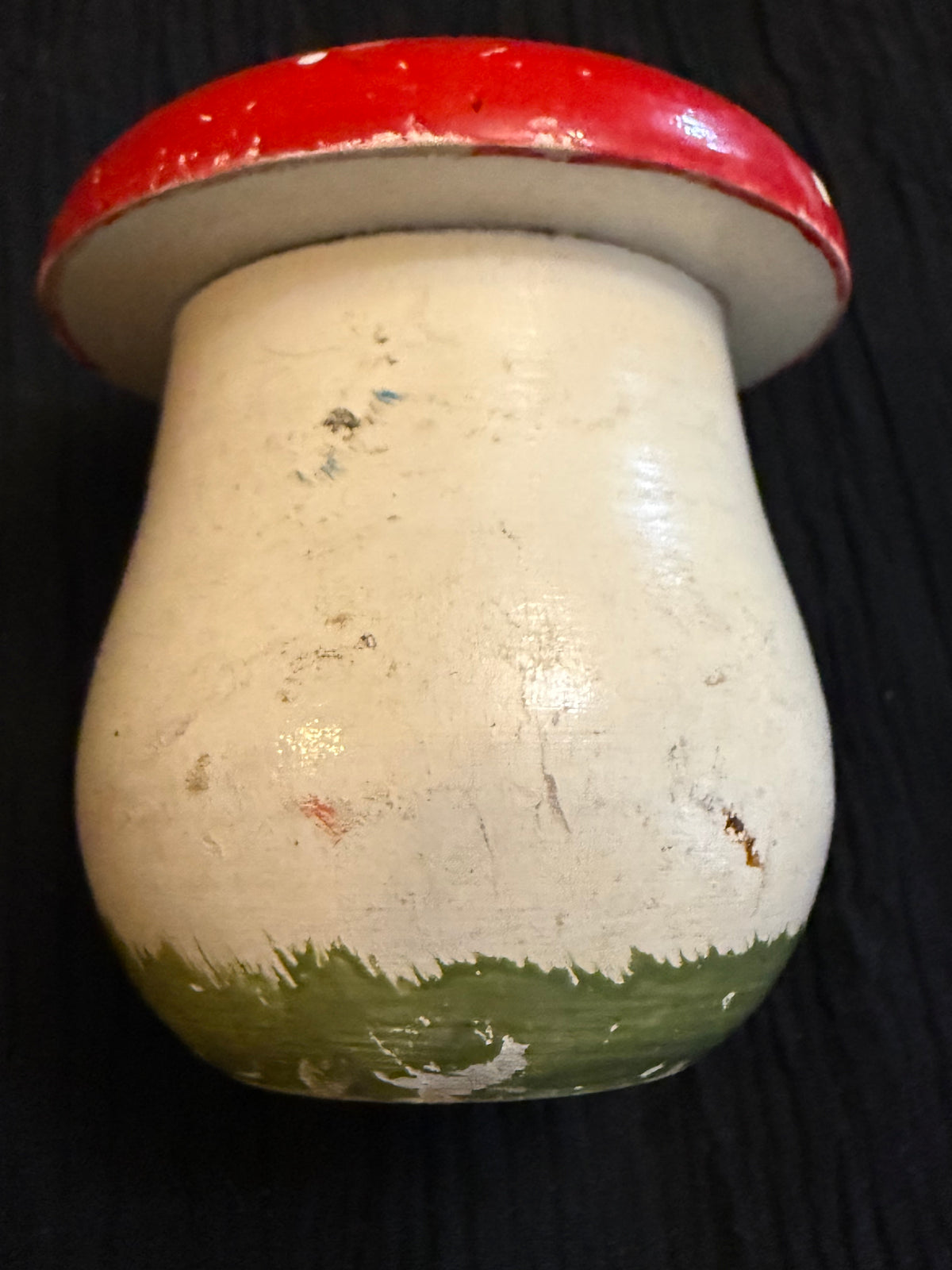 Vintage Hand-Painted Wooden Mushroom Trinket Box