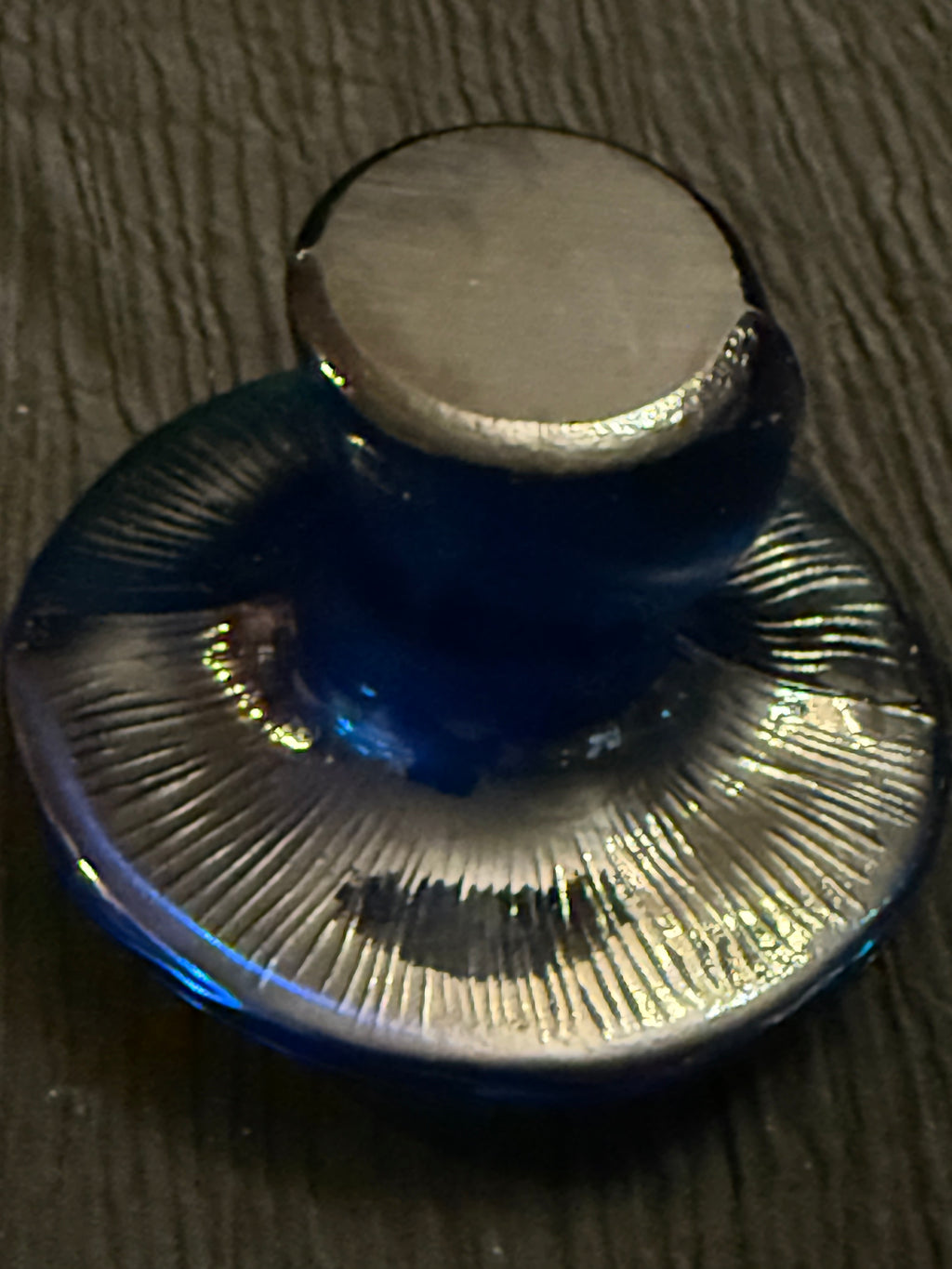 Vintage MCM Viking Art Glass Cobalt Blue Mushroom Paperweight