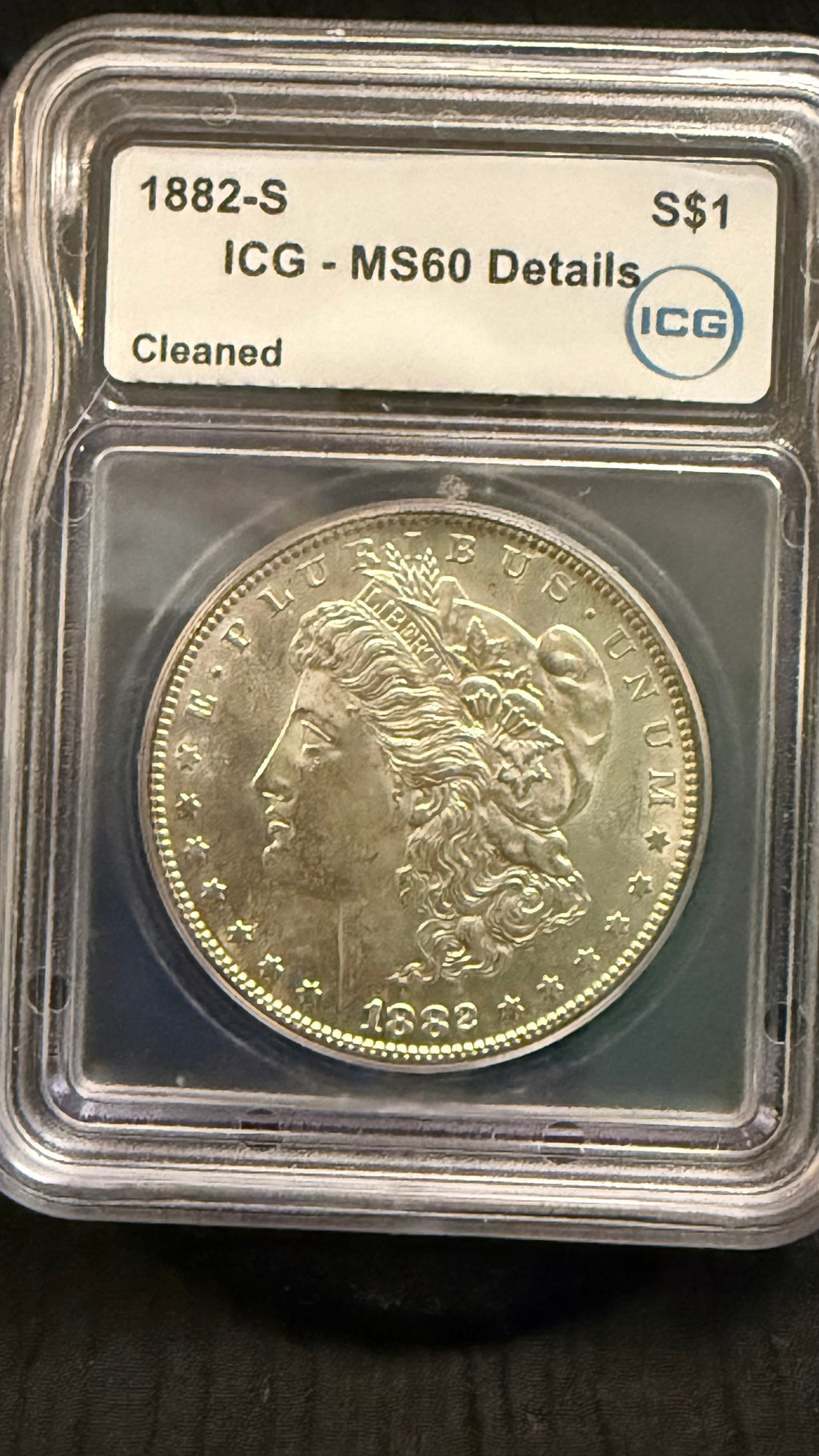 1882-S Morgan Silver Dollar — ICG MS60 Details,