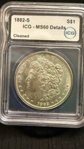 1882-S Morgan Silver Dollar — ICG MS60 Details,
