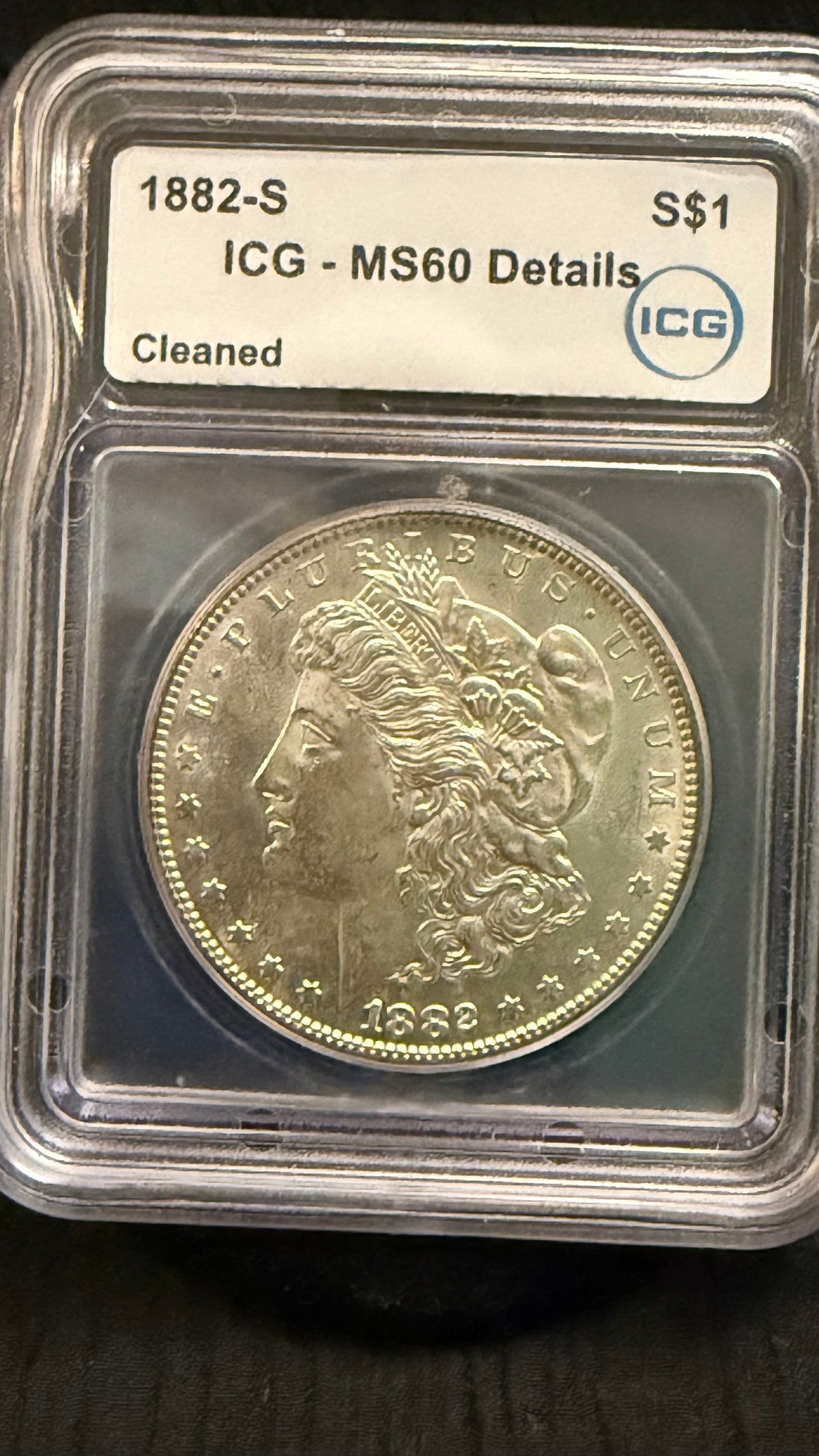 1882-S Morgan Silver Dollar — ICG MS60 Details,