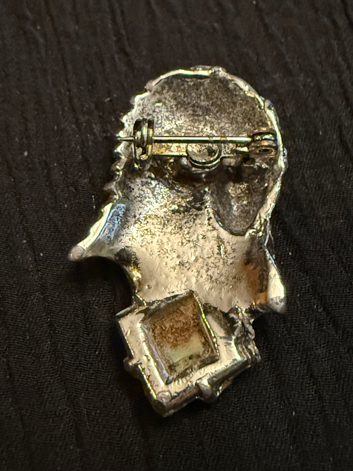 Vintage Native American Chief Brooch – Silver Tone Painted Headdress