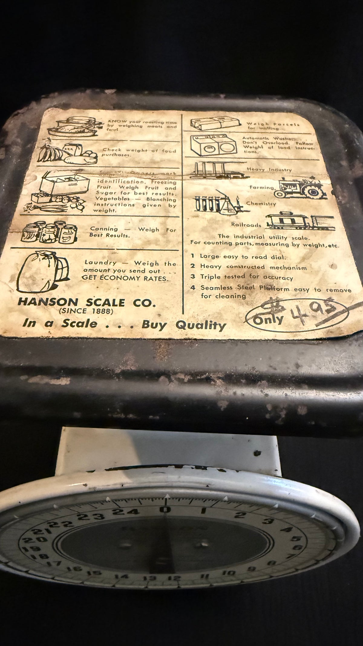 Vintage Hanson Model 2000 Utility Scale – 25 lb Capacity – Original Label – Made in USA