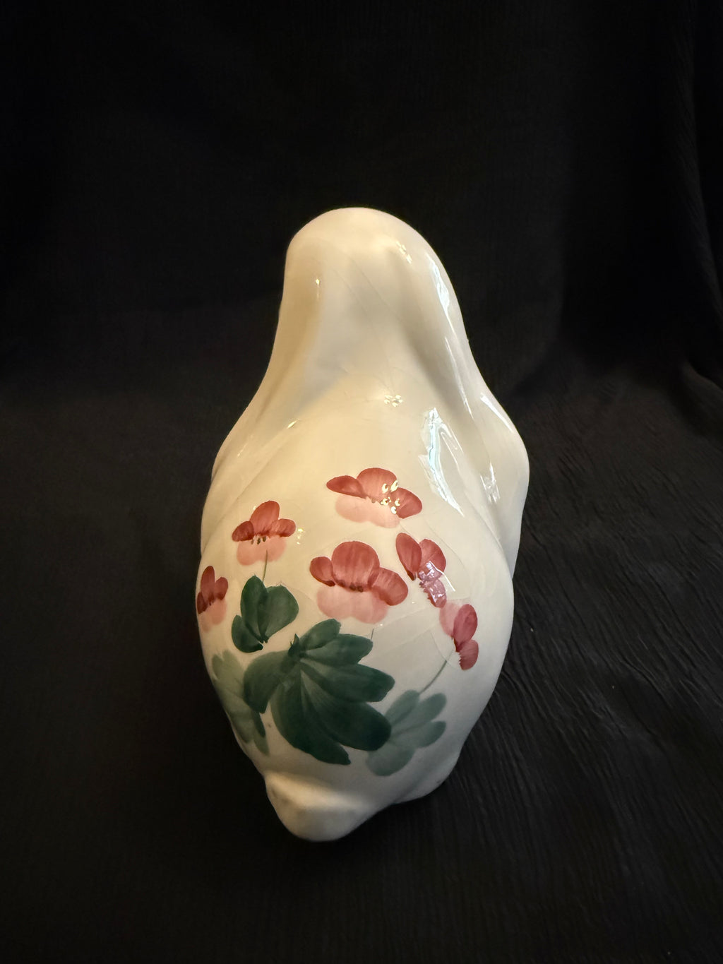 Vintage Hand-Painted Floral Ceramic Bunny Rabbit