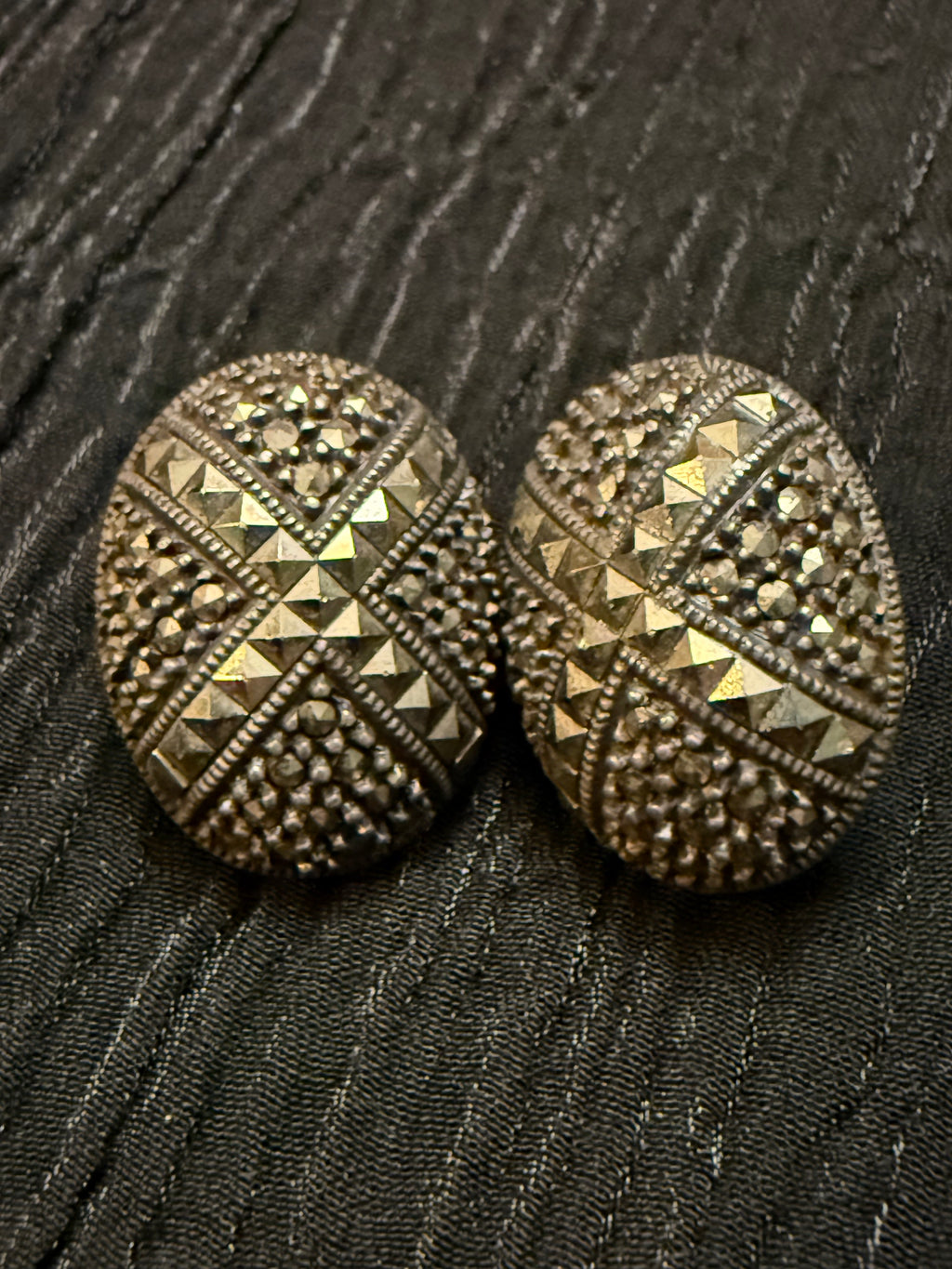 Vintage Sterling Oval Earrings