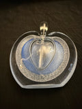 Vintage Hand-Blown Art Glass Apple Paperweight/Perfume Bottle.  Blue & Clear Bubble Design