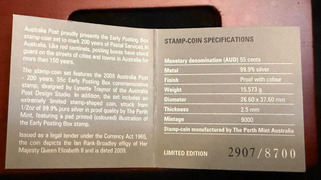 2009 Australia Post 200 Years – Early Posting Box 1/2 Oz .999 Silver Proof Stamp-Coin Set