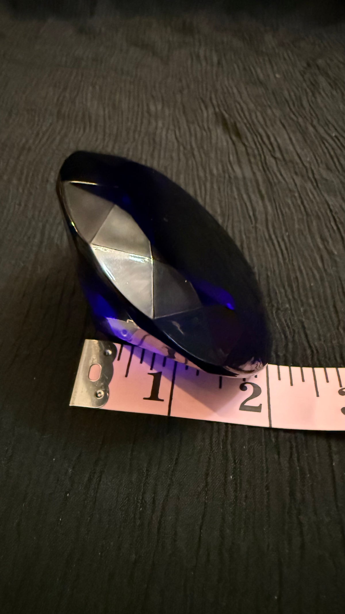 Large Cobalt Blue Faceted Crystal Diamond Paperweight – 3” Decorative Glass Jewel