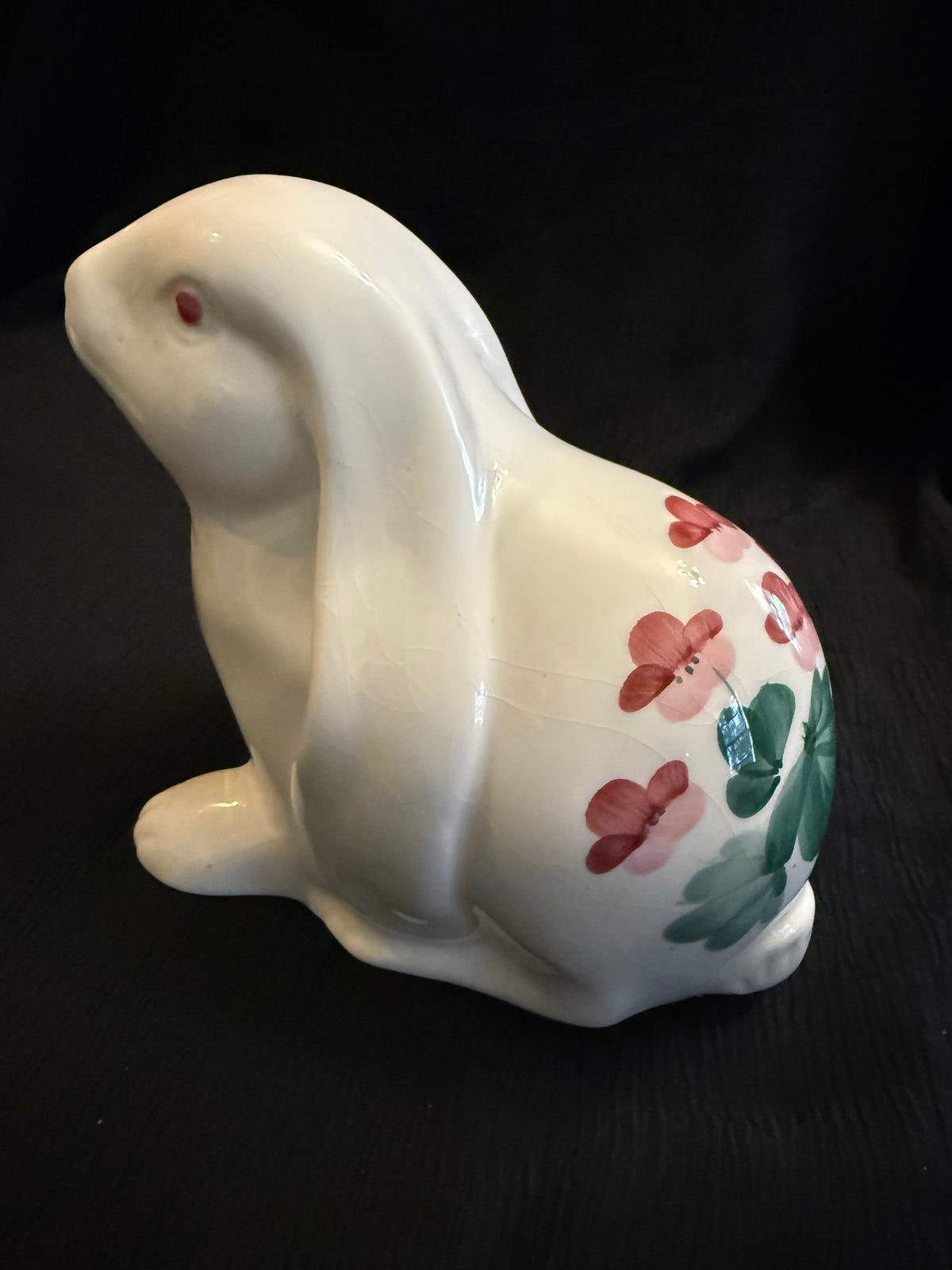 Vintage Hand-Painted Floral Ceramic Bunny Rabbit