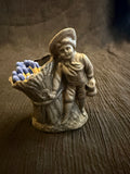 Vintage Figural Pewter Match Holder – Boy with Wheat Sheaf
