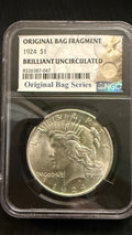 1924 Peace Silver Dollar NGC Brilliant Uncirculated – Original Bag Fragment Series