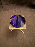 Large Cobalt Blue Faceted Crystal Diamond Paperweight – 3” Decorative Glass Jewel