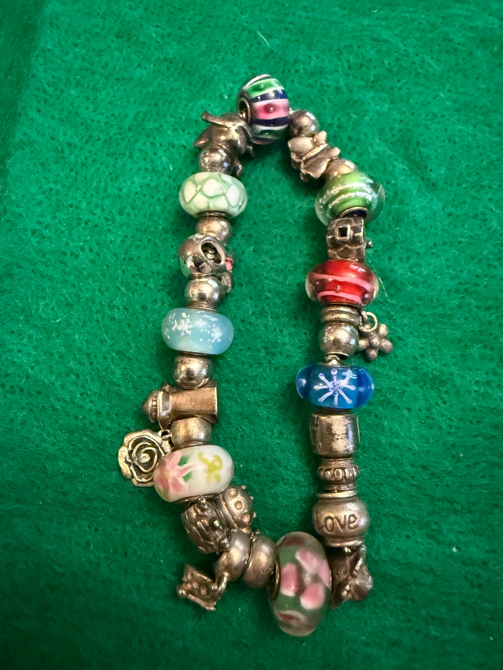 Sterling and glass bead bracelet