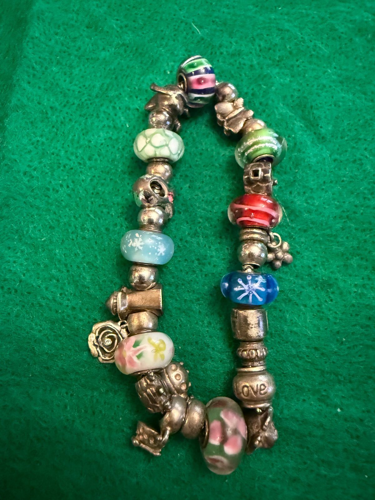 Sterling and glass bead bracelet