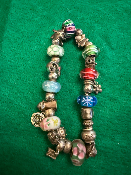 Sterling and glass bead bracelet