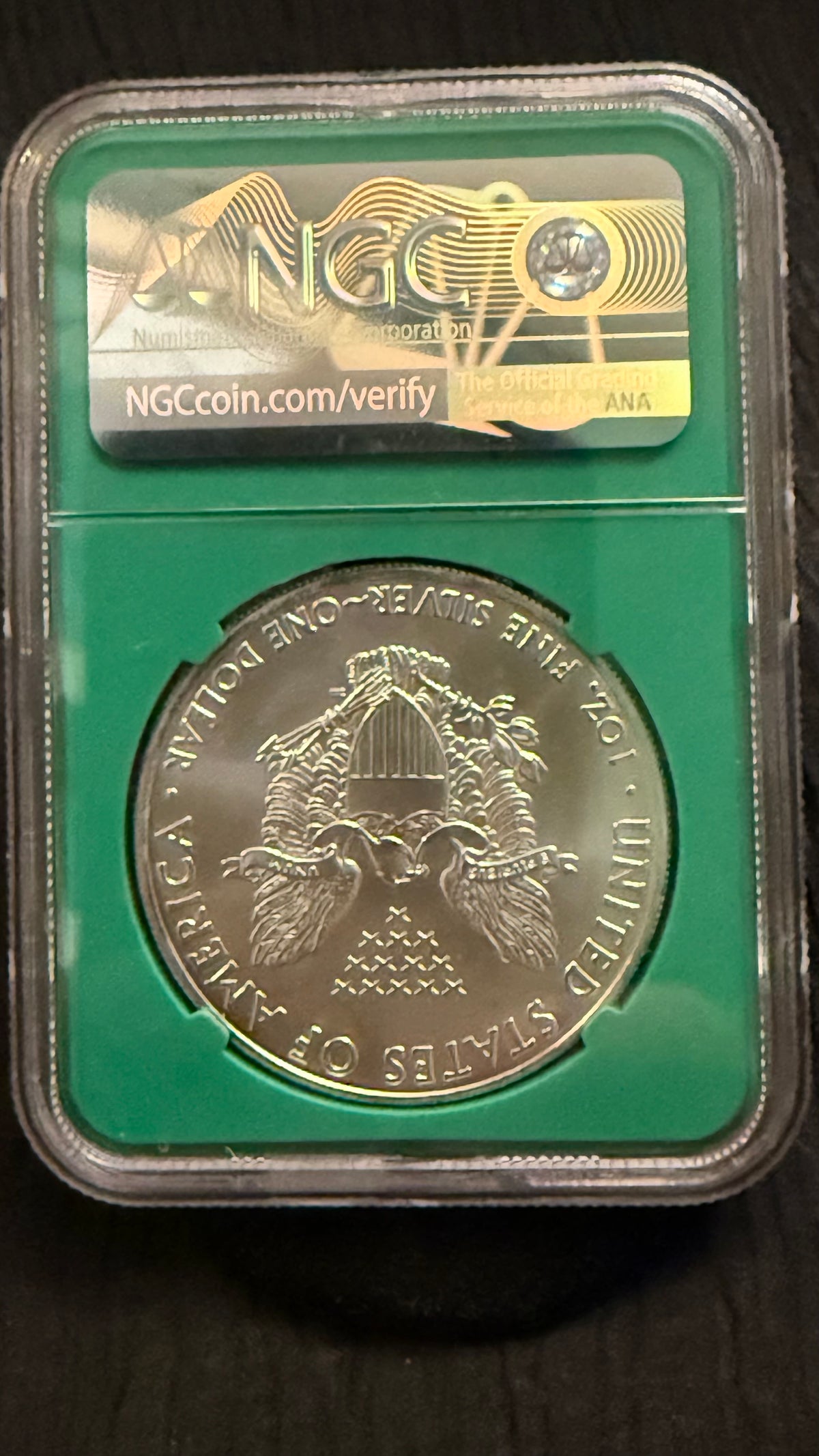 2011 American Silver Eagle $1 – NGC MS69 – 25th Anniversary – From U.S. Mint Sealed Box – Green Core