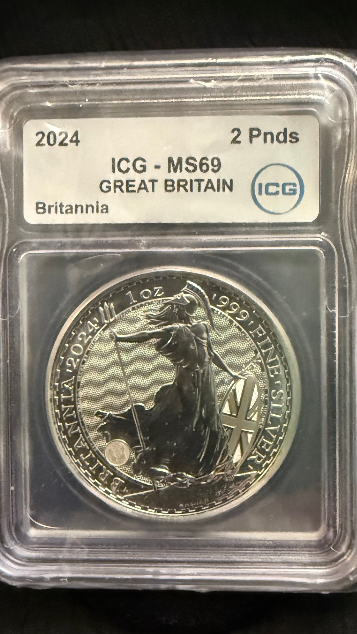 2024 Great Britain £2 Silver Britannia — ICG MS69