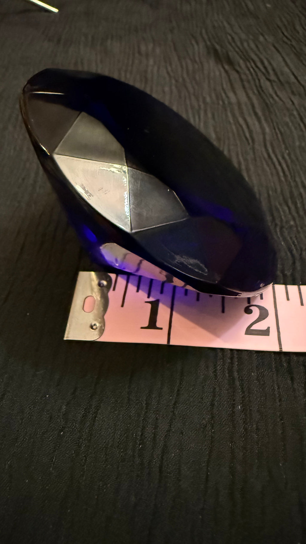 Large Cobalt Blue Faceted Crystal Diamond Paperweight – 3” Decorative Glass Jewel