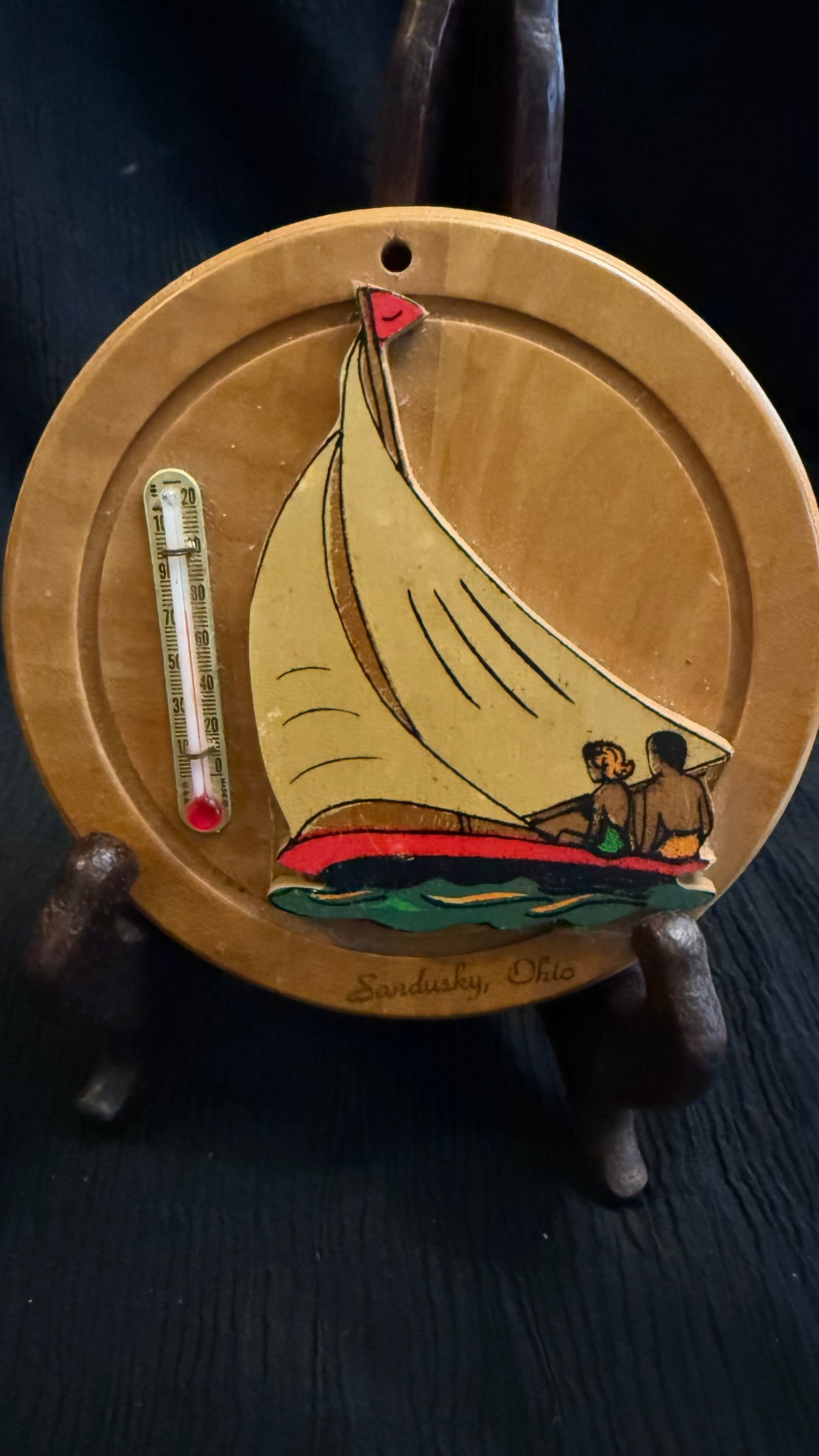 Vintage Sandusky, Ohio Sailboat Souvenir Thermometer – 5”