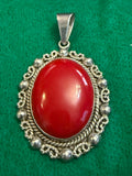 Vintage Sterling Pendant with Red Stone