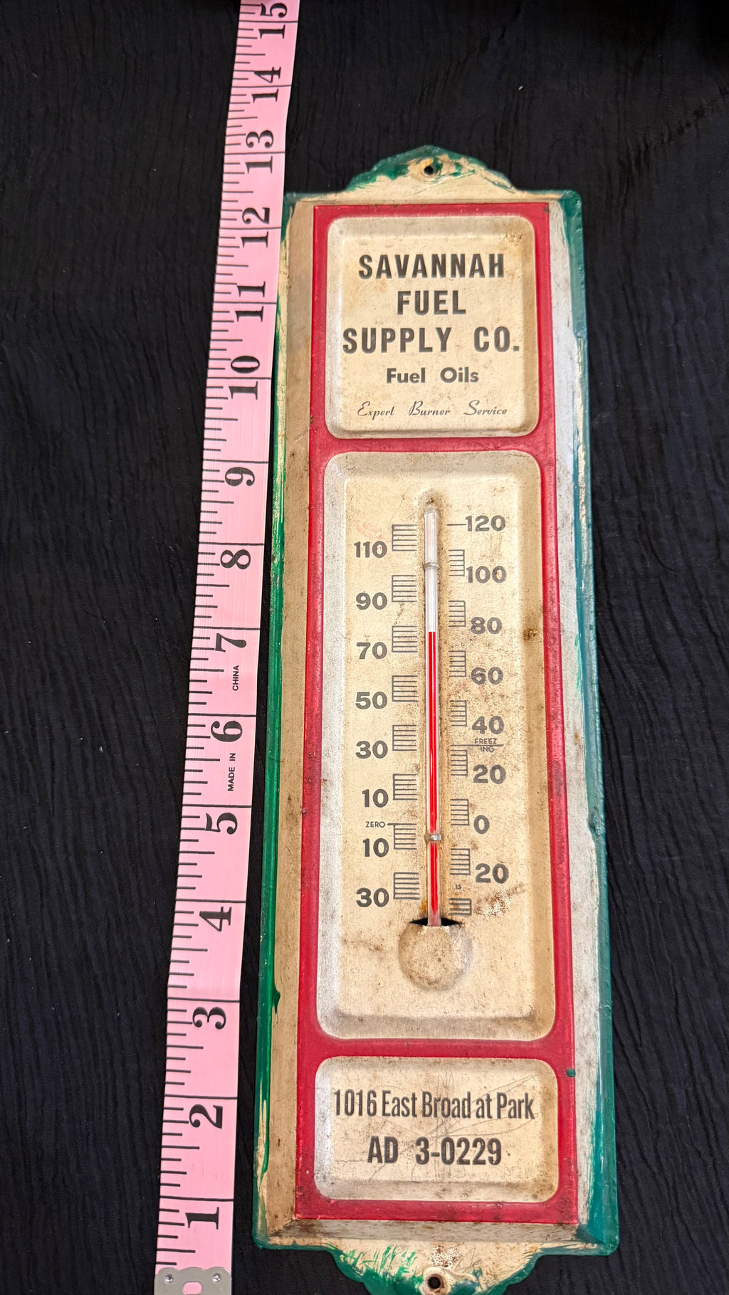 Vintage Savannah Fuel Supply Co. Advertising Thermometer – Savannah, Georgia