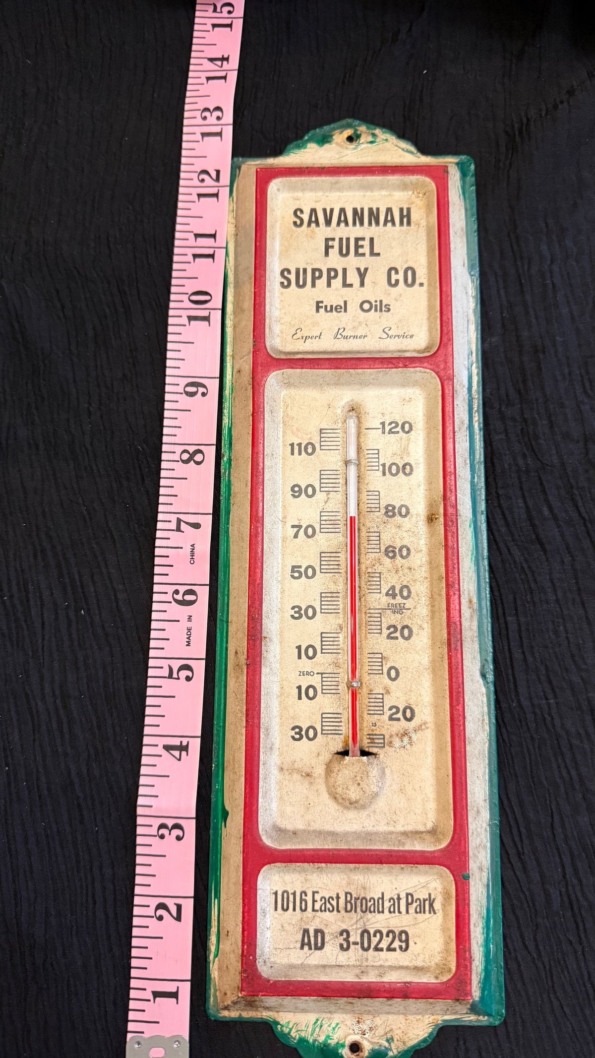 Vintage Savannah Fuel Supply Co. Advertising Thermometer – Savannah, Georgia