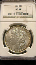 1886 Morgan Silver Dollar — NGC MS63 — Attractive Toning
