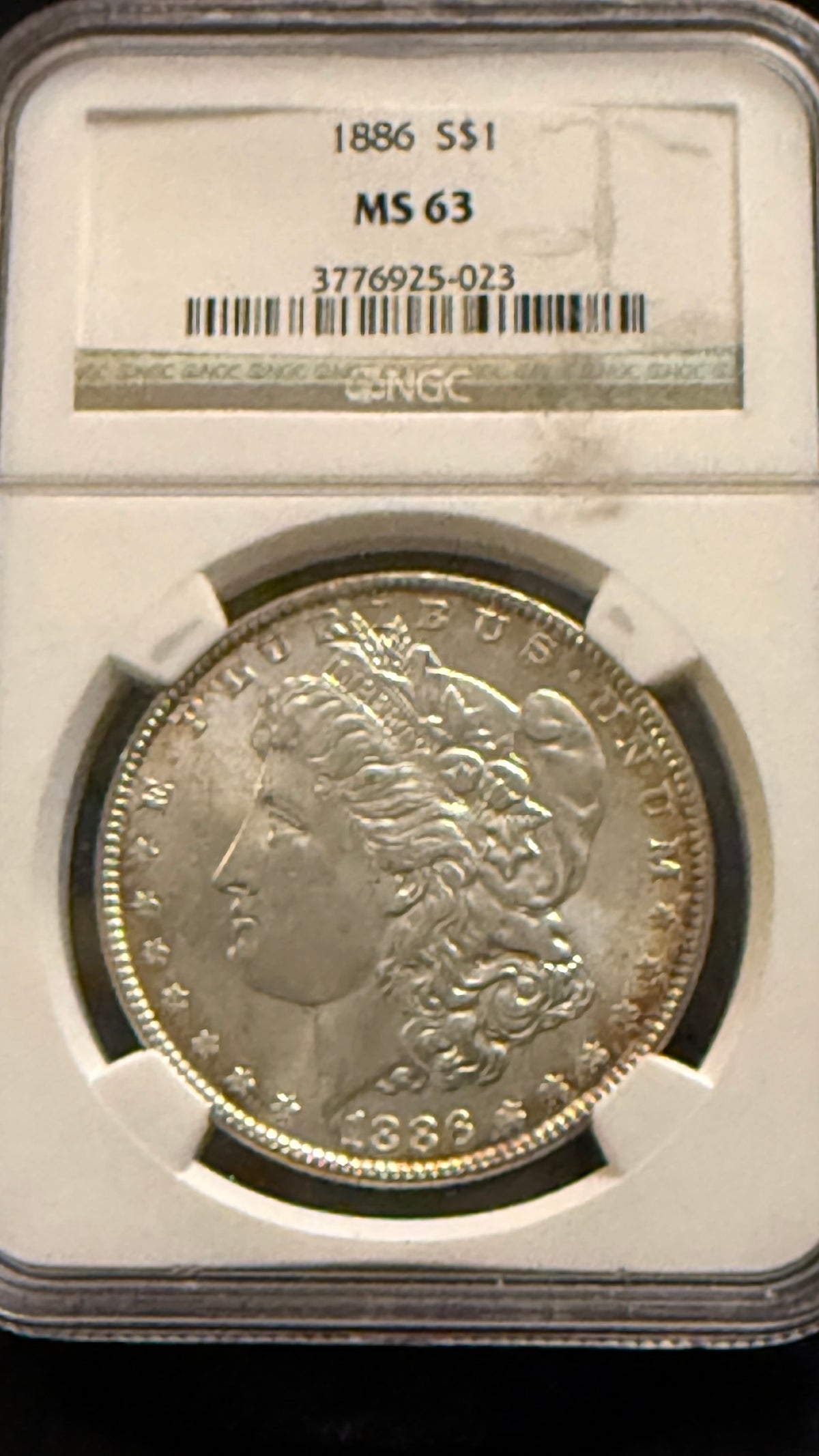 1886 Morgan Silver Dollar — NGC MS63 — Attractive Toning