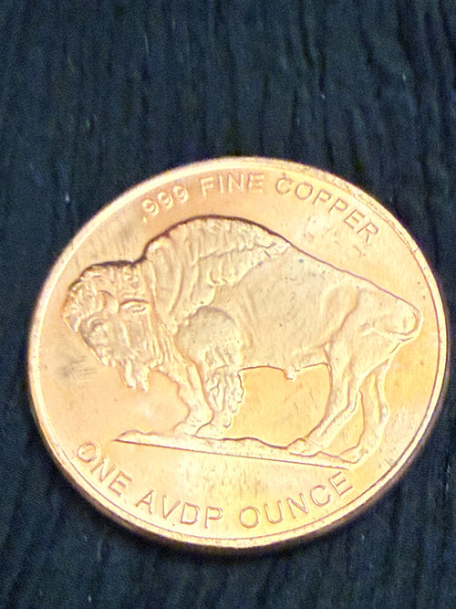1 Oz .999 Fine Copper Buffalo / Indian Head Round