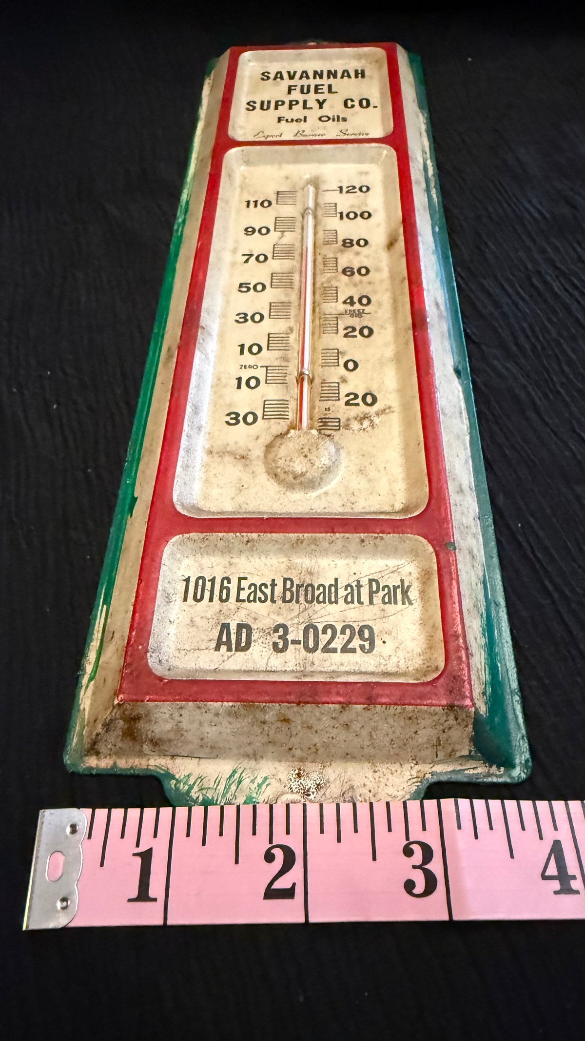 Vintage Savannah Fuel Supply Co. Advertising Thermometer – Savannah, Georgia