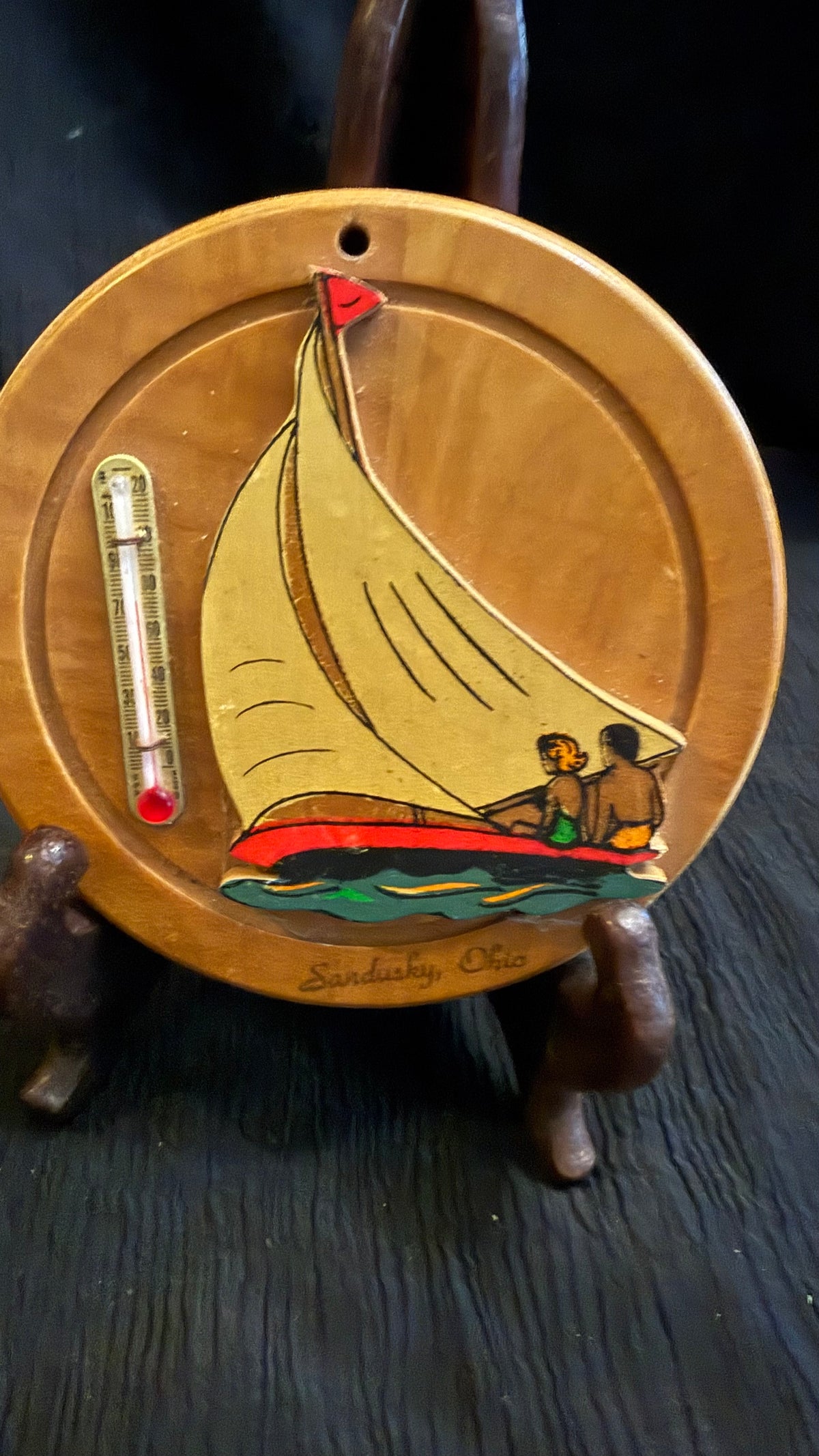Vintage Sandusky, Ohio Sailboat Souvenir Thermometer – 5”