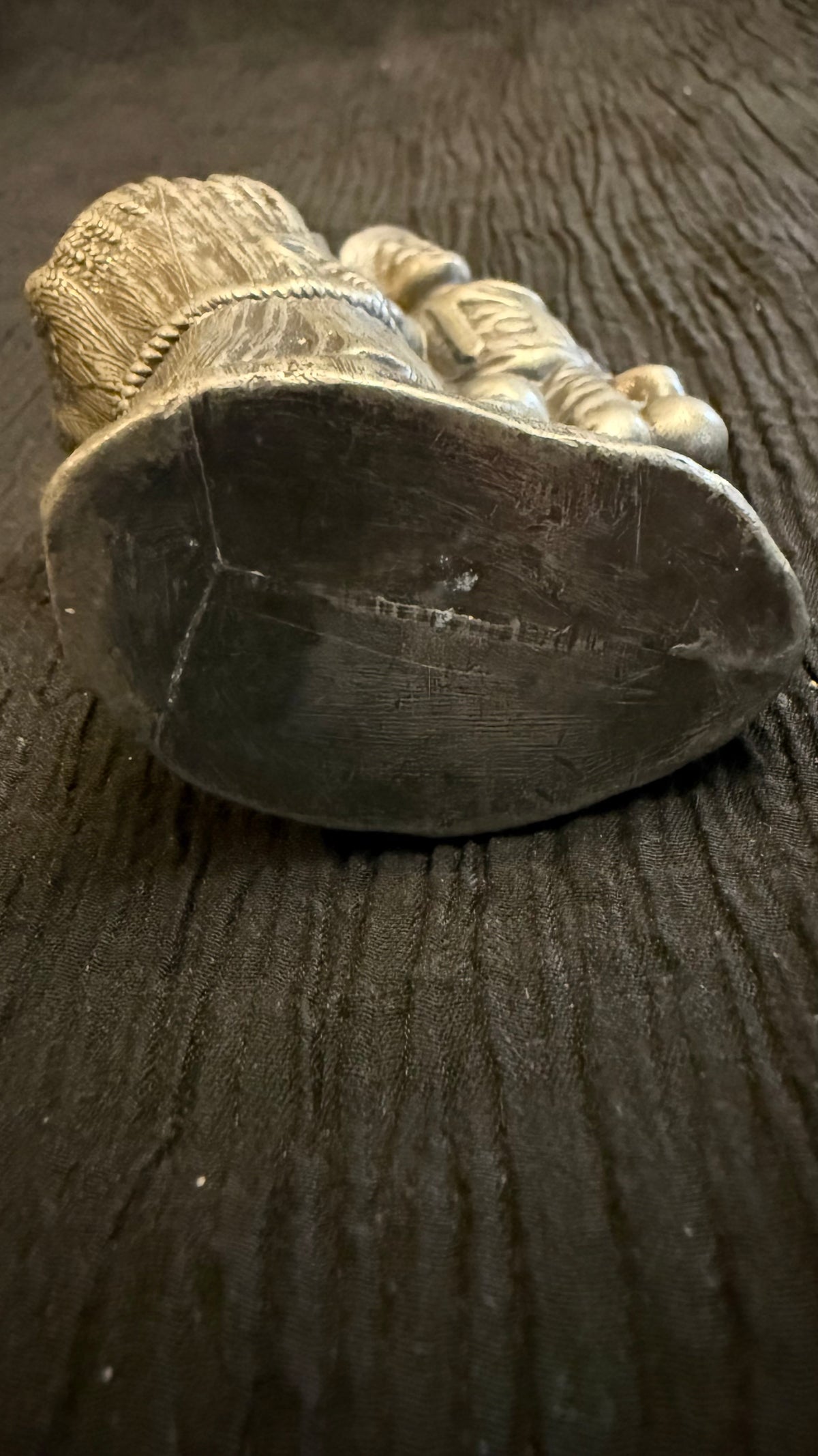 Vintage Figural Pewter Match Holder – Boy with Wheat Sheaf