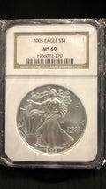 2005 American Silver Eagle $1 – NGC MS69 – 1 oz .999 Fine Silver