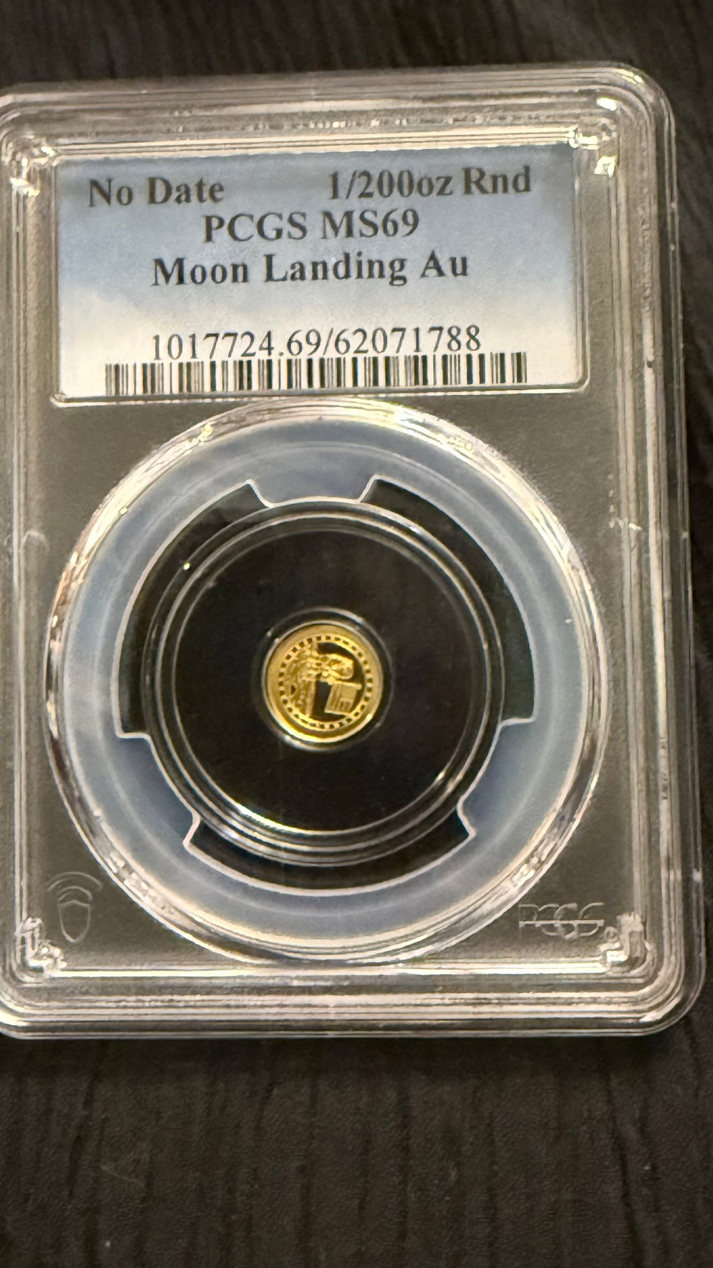 PCGS MS69 1/200 oz Gold Moon Landing Round – .9999 Fine Gold