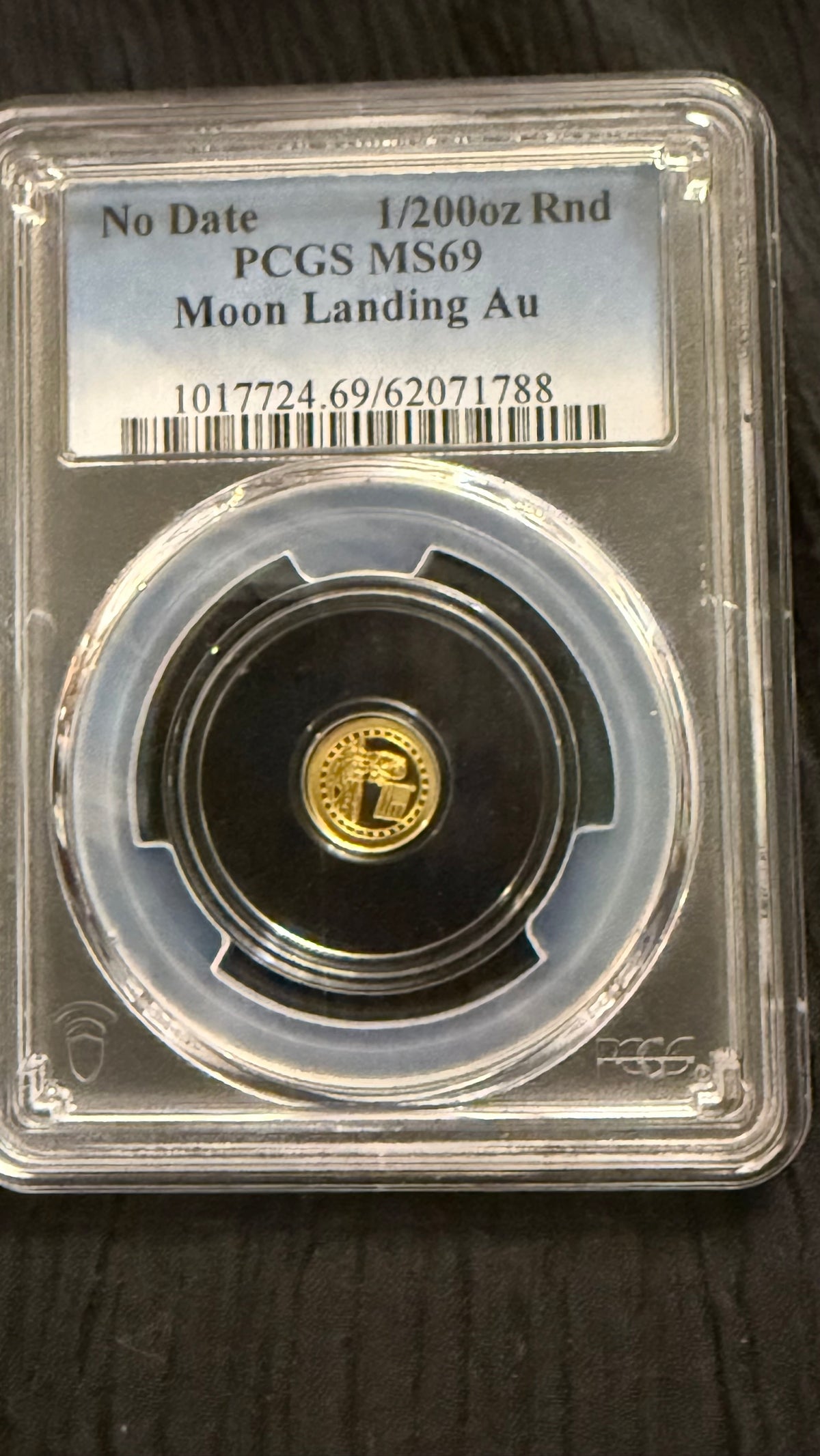 PCGS MS69 1/200 oz Gold Moon Landing Round – .9999 Fine Gold