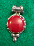 Vintage red cabochon & Sterling pendant